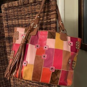 Aqua Madonna Multi Color Patchwork Tote